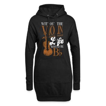 Violon Violoniste Pun Vintage - Sweat-shirt à capuche long Femme - noir - Devant