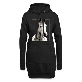 White Horse Horse Motif Vintage - Sweat-shirt à capuche long Femme - noir - Devant