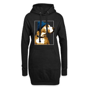 Hund mit Mütze Moin Winter Herbst - Hoodie-Kleid - Schwarz - Vorne