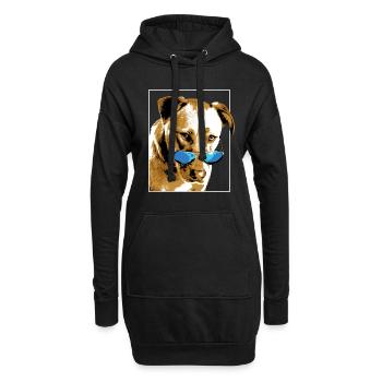 Hund mit Sonnenbrille Retro Vintage Style - Hoodie-Kleid - Schwarz - Vorne
