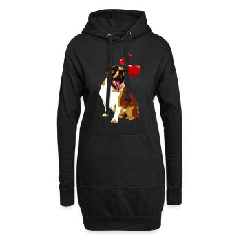 Bulldog mit Herzen Vintage Style Retro Hund - Hoodie-Kleid - Schwarz - Vorne