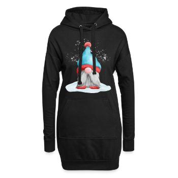 Weihnachts Gnom Zwerg Wichtel - Hoodie-Kleid - Schwarz - Vorne