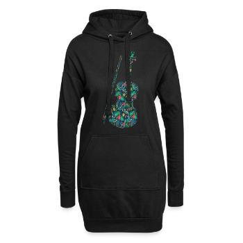 Violon Violoniste Fleur Tropicale - Sweat-shirt à capuche long Femme - noir - Devant