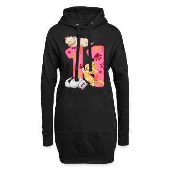 11. Geburtstag Kätzchen | Katze Geburtstag Shirt - Hoodie-Kleid - Schwarz - Vorne