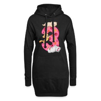 Chaton 3ème anniversaire | Chemise d’anniversaire de chat | - Sweat-shirt à capuche long Femme - noir - Devant