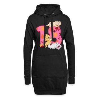 Chaton de 18e anniversaire | Chemise d’anniversaire de chat - Sweat-shirt à capuche long Femme - noir - Devant