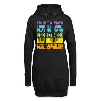 Je ne pense pas toujours au piano - Clavier Pia - Sweat-shirt à capuche long Femme - noir - Devant