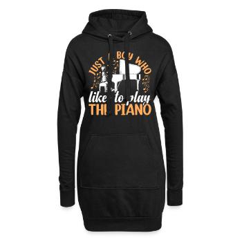 Juste un garçon qui aime jouer du piano - Pianiste P - Sweat-shirt à capuche long Femme - noir - Devant