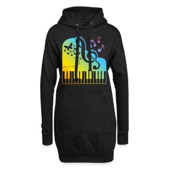 Keyboard Piano Player - Music Lover Playing Piano - Hoodie-Kleid - Schwarz - Vorne