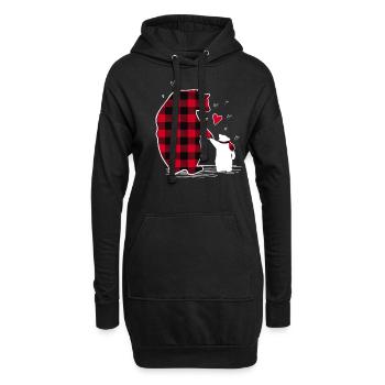 Familie Bär Pyjama Kariert - Hoodie-Kleid - Schwarz - Vorne