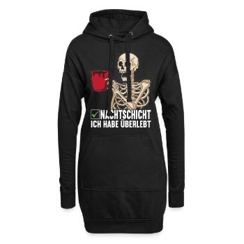 Nachtschicht Nachtdienst - Hoodie-Kleid - Schwarz - Vorne