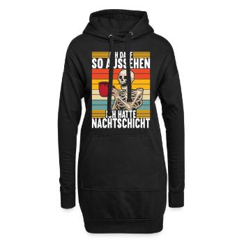 Nachtschicht Nachtdienst - Hoodie-Kleid - Schwarz - Vorne