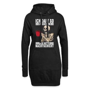Nachtschicht Nachtdienst - Hoodie-Kleid - Schwarz - Vorne