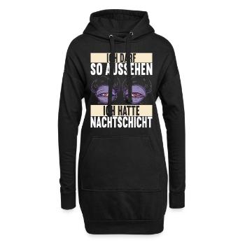 Nachtschicht Nachtdienst - Hoodie-Kleid - Schwarz - Vorne