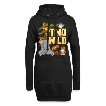 Deux animaux sauvages Animaux en voie de disparition 2e anniversaire enfant - Sweat-shirt à capuche long Femme - noir - Devant