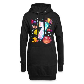 7. Geburtstag | Regenbogenfisch Geburtstag | - Hoodie-Kleid - Schwarz - Vorne