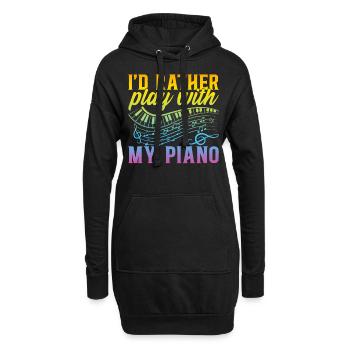 I'd Rather Play With My Piano - Piano Player Piani - Hoodie-Kleid - Schwarz - Vorne
