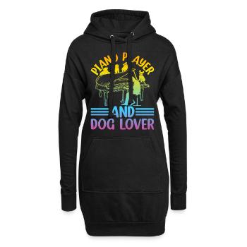 Pianiste And Dog Lover - Claviériste Jouant P - Sweat-shirt à capuche long Femme - noir - Devant