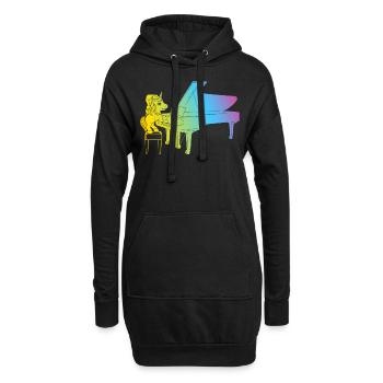 Unicorn Piano Player - Funny Piano Player Unicorn - Hoodie-Kleid - Schwarz - Vorne