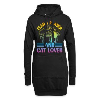 Pianiste And Cat Lover - Claviériste jouant P - Sweat-shirt à capuche long Femme - noir - Devant