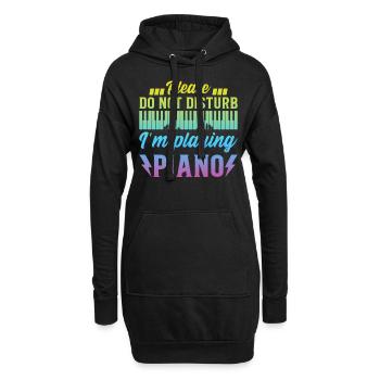 Claviériste piano - Please Do Not Disturb I’m Play - Sweat-shirt à capuche long Femme - noir - Devant