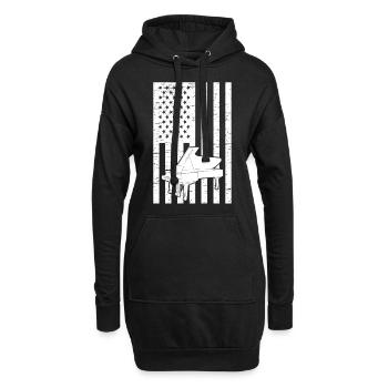 Piano Pianiste Piano Drapeau Américain Piano patriotique - Sweat-shirt à capuche long Femme - noir - Devant