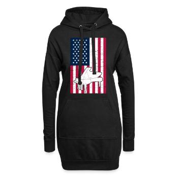 Pianiste Piano Drapeau Américain Pianiste patriotique - Sweat-shirt à capuche long Femme - noir - Devant