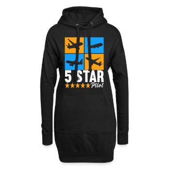 Pilot Flugzeug - Hoodie-Kleid - Schwarz - Vorne