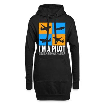 Pilot Flugzeug - Hoodie-Kleid - Schwarz - Vorne