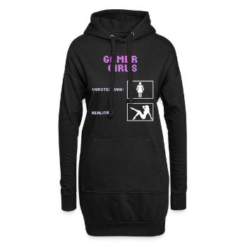 Gamer Girls Vorstellung vs. Realität Gaming Gamer - Hoodie-Kleid - Schwarz - Vorne