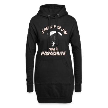 j'peux pas j'ai char à Parachute - Sweat-shirt à capuche long Femme - noir - Devant