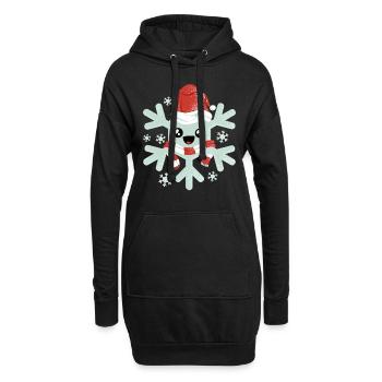 Flocon de neige Flocons de neige Neige de Noël - Sweat-shirt à capuche long Femme - noir - Devant