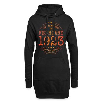 Anniversaire Février 1923 Edition Limitée Millésime - Sweat-shirt à capuche long Femme - noir - Devant