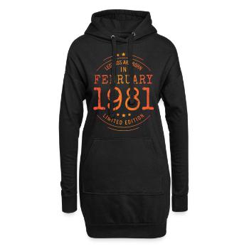 Anniversaire Février 1981 Edition Limitée Millésime - Sweat-shirt à capuche long Femme - noir - Devant