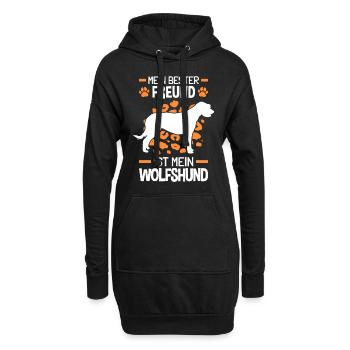 Irischer Wolfshund ist mein Freund Wolfhound - Hoodie-Kleid - Schwarz - Vorne