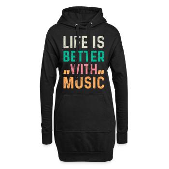 Musician Music Lover - Life Is Better With Music - Hoodie-Kleid - Schwarz - Vorne