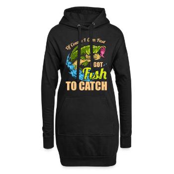 Männer Natürlich komme ich schnell Ich habe Fisch, um Fis zu fangen - Hoodie-Kleid - Schwarz - Vorne