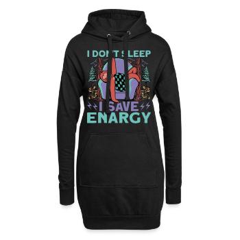 Je ne dors pas J’économise de l’énergie - Sweat-shirt à capuche long Femme - noir - Devant