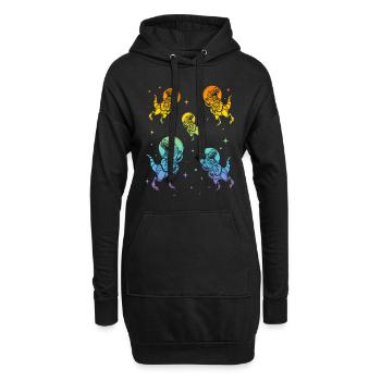 Space Dinosaur Astronauts Dino Space Travel Dino A - Hoodie-Kleid - Schwarz - Vorne