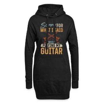 Désolé pour ce que j’ai dit en jouant de la guitare - Sweat-shirt à capuche long Femme - noir - Devant