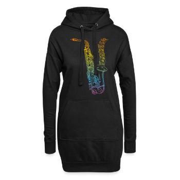 Saxophone avec notes de musique - Saxophone Music Lover - Sweat-shirt à capuche long Femme - noir - Devant