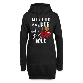 Tout ce dont j’ai besoin, c’est de mon chien et d’un bon livre - Funnyall i - Sweat-shirt à capuche long Femme - noir - Devant