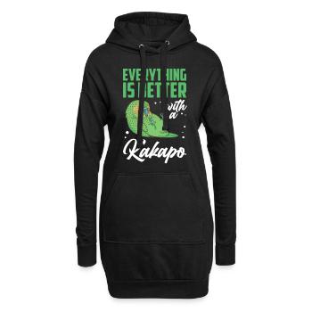 Alles besser mit Kakapo flugunfähiger Kakapo - Hoodie-Kleid - Schwarz - Vorne