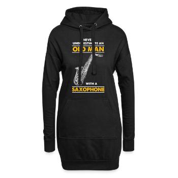 Männer unterschätzen niemals einen alten Mann mit einem Saxopho - Hoodie-Kleid - Schwarz - Vorne