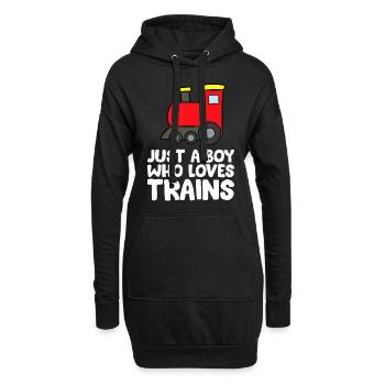 Nur ein Junge, der Züge liebt - Hoodie-Kleid - Schwarz - Vorne