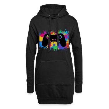 Gamer Gaming Controller Bunt rainbow Game Geschenk - Hoodie-Kleid - Schwarz - Vorne