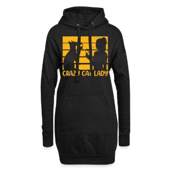 Crazy Cat Lady - Hoodie-Kleid - Schwarz - Vorne