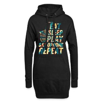 Eat Sleep Play Saxophone Répéter Saxophone Instrume - Sweat-shirt à capuche long Femme - noir - Devant