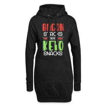 Les piles de bacon de régime cétogène sont des aliments sains céto - Sweat-shirt à capuche long Femme - noir - Devant