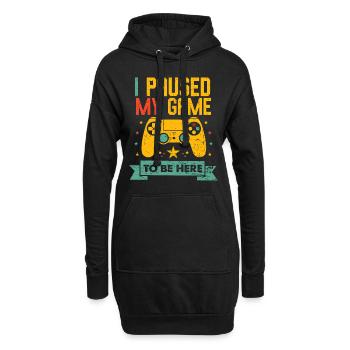 Lustiger Videospieler-Humor-Witz Ich habe mein Spiel auf B pausiert - Hoodie-Kleid - Schwarz - Vorne